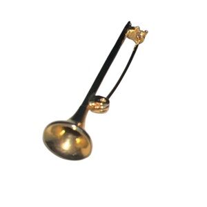 Vintage Gold Tone Trombone Instrument Brooch /Pin